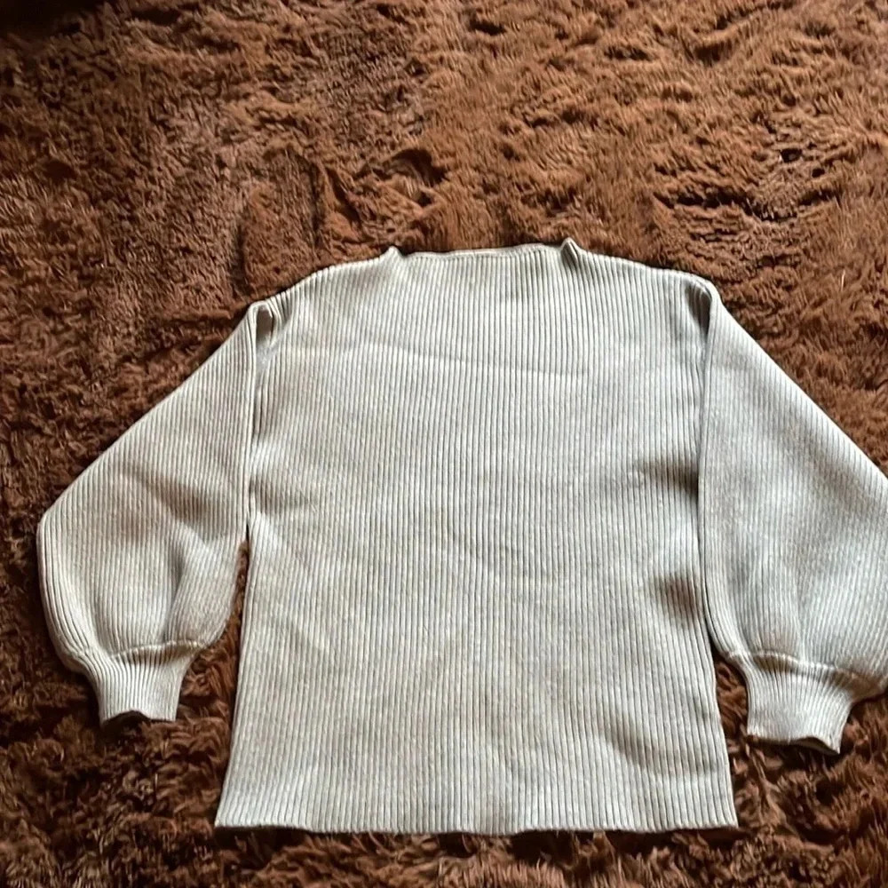 Cable Stitch Mini Mock Neck Cable Knit Thick Grey Sweater Medium Preppy‎ Cozy